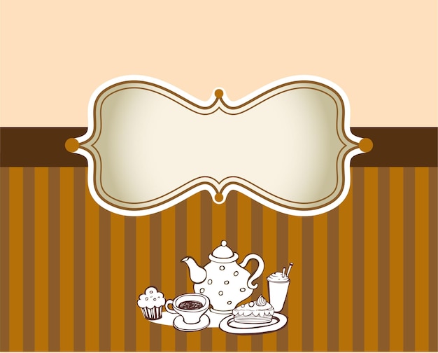 Conjunto de ilustraciones garabateadas de café en estilo de color sepia