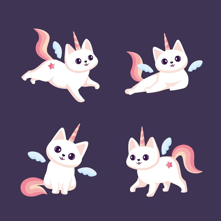 Vector conjunto de ilustraciones de gatos unicornio