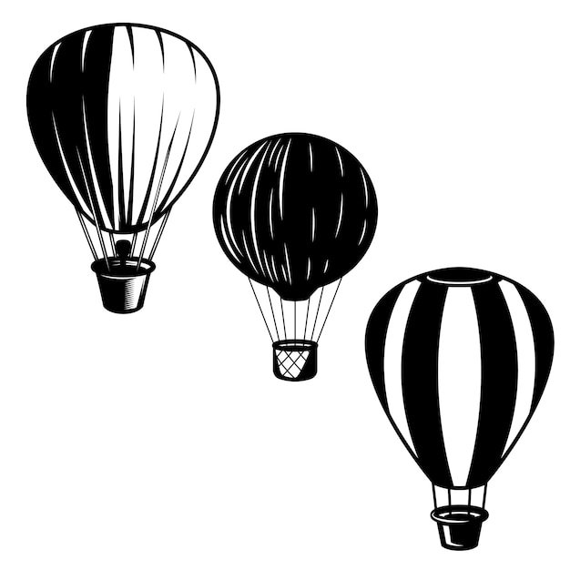 Conjunto de ilustraciones de globos aerostáticos. Elemento para logotipo, etiqueta, emblema, signo. imagen