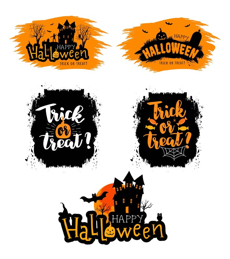 Conjunto de ilustraciones de halloween Banners de feliz halloween Truco o trato