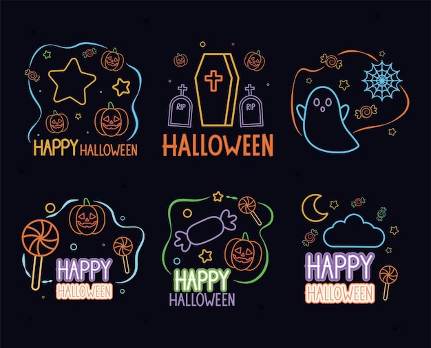 Conjunto de ilustraciones de Halloween