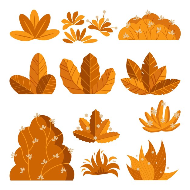 conjunto de ilustraciones de hierba de la temporada de otoño