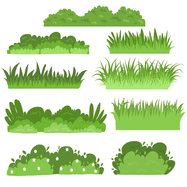 Vector conjunto de ilustraciones de hierba
