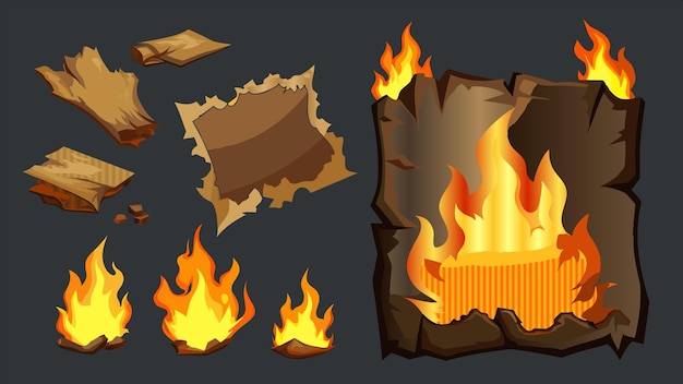 un conjunto de ilustraciones para la historia sobre el fuego