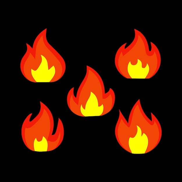 Conjunto de ilustraciones de iconos de fuego ardiente plantilla de diseño vectorial de logotipo de fuego signo de fuego vectorial aislado