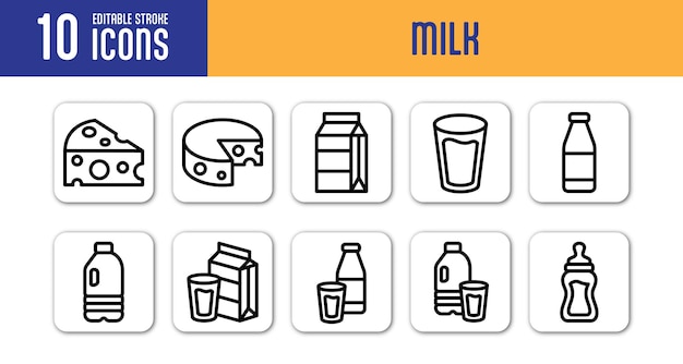 conjunto de ilustraciones de leche con estilo moderno