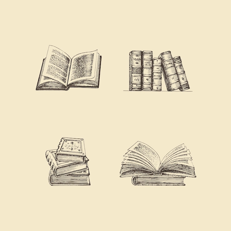 Vector conjunto de ilustraciones de libros bocetos en vector