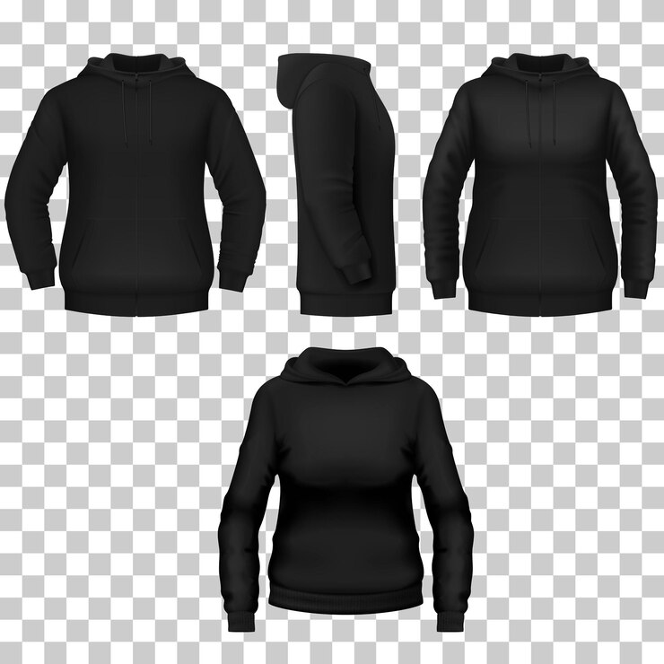 Vector conjunto de ilustraciones de maquetes de sudaderas negras vectoriales gratuitas