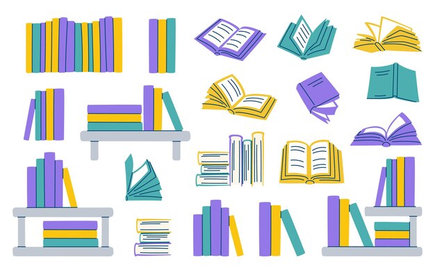 Conjunto de ilustraciones minimalistas de libros coloridos Ideales para diseños educativos y de aprendizaje