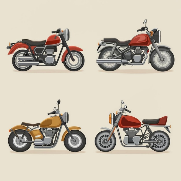 Conjunto de ilustraciones de motocicletas