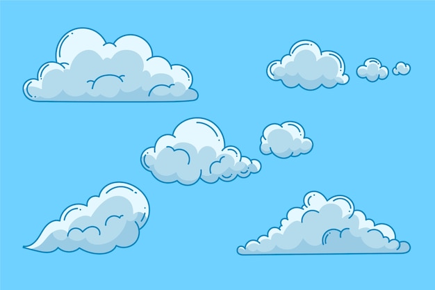 Conjunto de ilustraciones de nubes dibujadas a mano