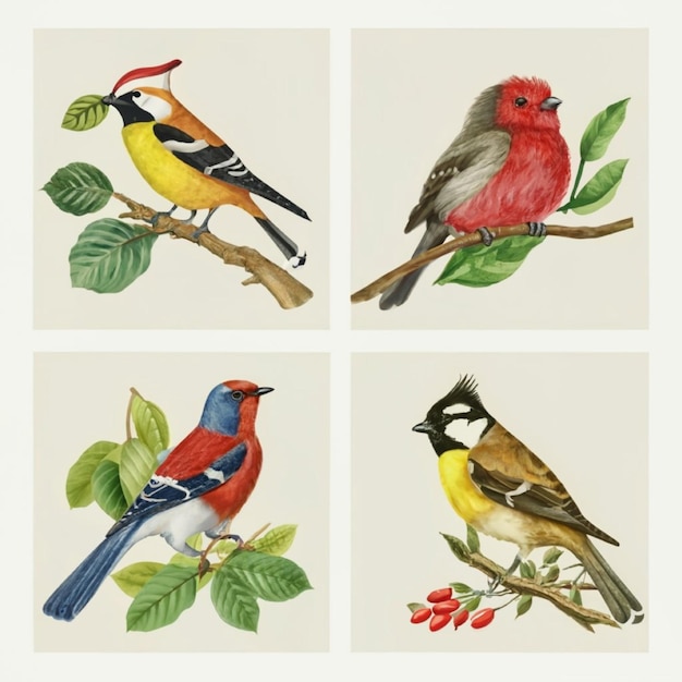 Vector conjunto de ilustraciones de pájaros