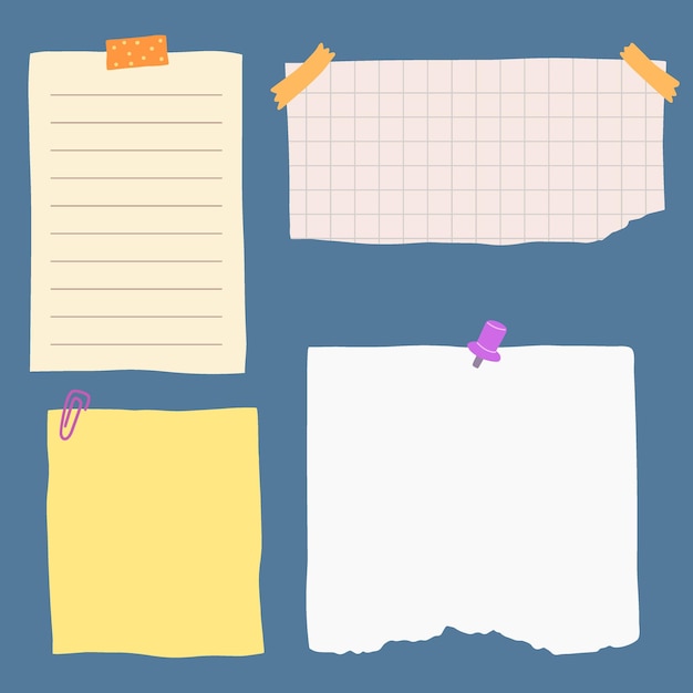 conjunto de ilustraciones de papel de nota