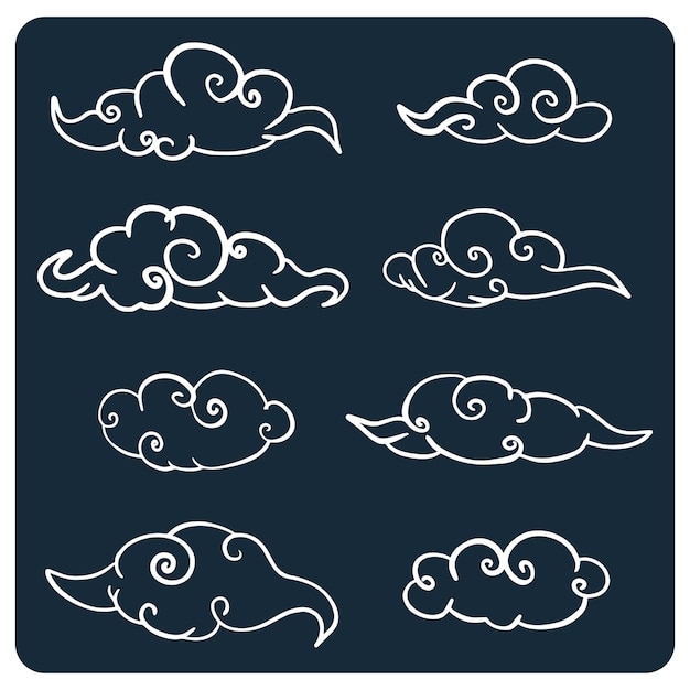 Conjunto de ilustraciones de patrones de nubes chinas