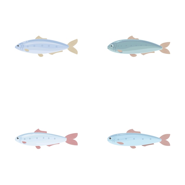 Conjunto de ilustraciones de peces de dibujos animados