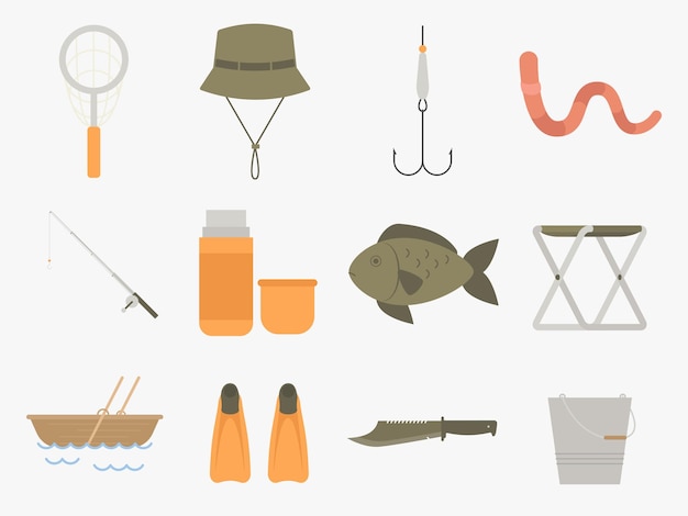 Conjunto de ilustraciones de pesca