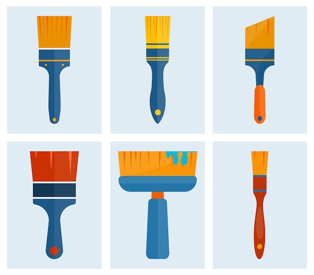 Conjunto de ilustraciones de pincel de pintor de casa y diseño de imágenes prediseñadas Diseño personalizado con Vector Premium