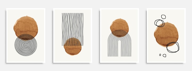 Conjunto de ilustraciones pintadas a mano minimalistas creativas Diseño para decoración de paredes de carteles folleto de decoración del hogar Vector EPS 10