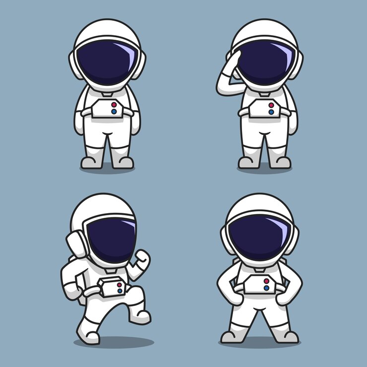 Conjunto de ilustraciones planas de dibujos animados lindo astronauta