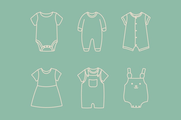 Conjunto de ilustraciones de ropa para bebés