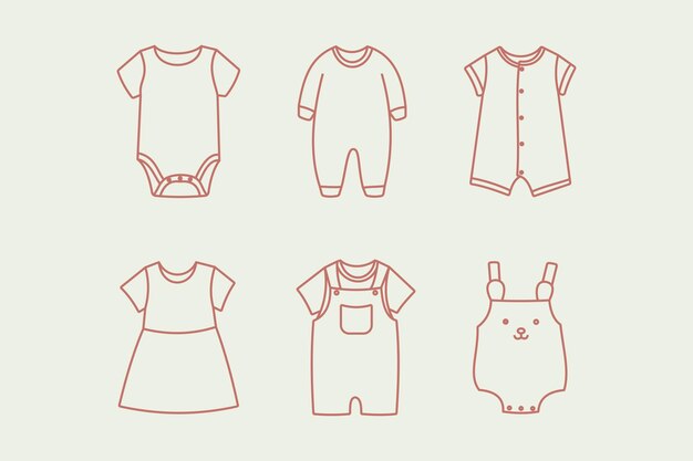 Conjunto de ilustraciones de ropa para bebés
