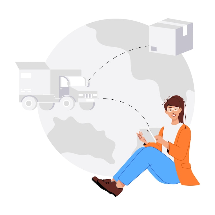 Vector conjunto de ilustraciones de servicios de transporte y logística