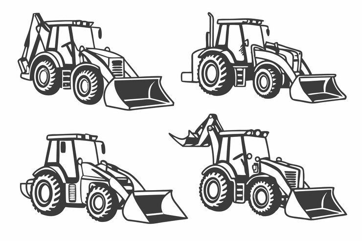 Vector conjunto de ilustraciones de la silueta del cargador del extremo delantero
