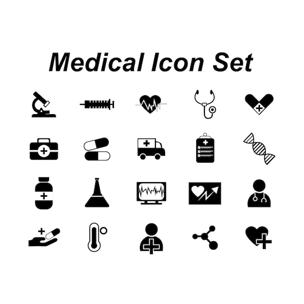 Conjunto de ilustraciones de silueta de íconos médicos en stock vectorial vol 01