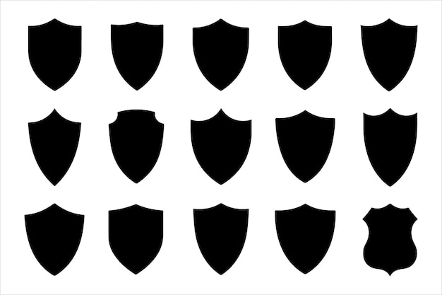 Conjunto de ilustraciones de las siluetas de escudo