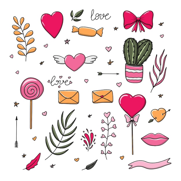 Vector conjunto de ilustraciones sobre el tema del amor.