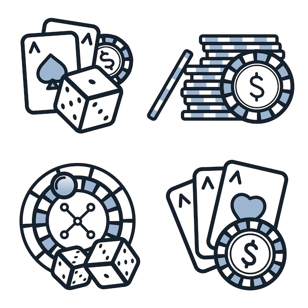 Un conjunto de ilustraciones sobre temas de póquer y casino