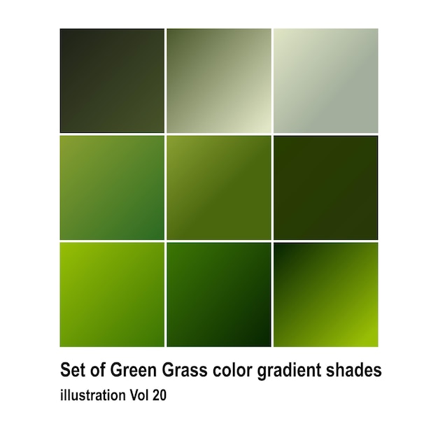 Conjunto de ilustraciones de tonos de gradiente de color de hierba verde Vol 20