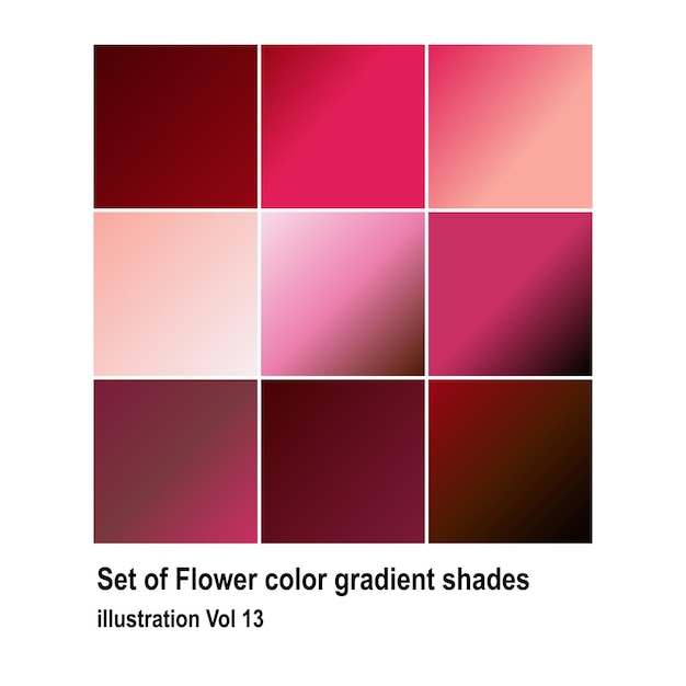 Conjunto de ilustraciones de tonos de gradiente de colores de flores Vol 13