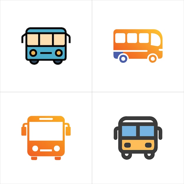 Conjunto de ilustraciones de vectores de autobús