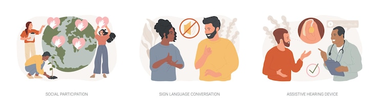Vector conjunto de ilustraciones de vectores de concepto aislados de compromiso social