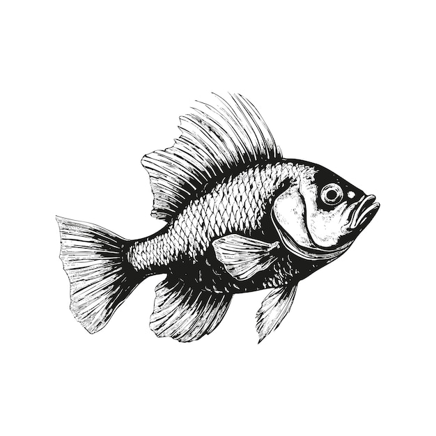 Conjunto de ilustraciones de vectores de peces grabados