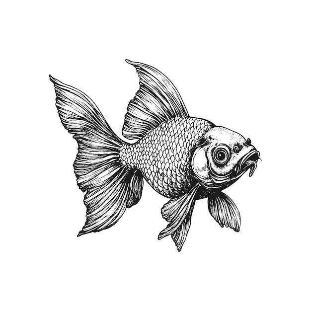 Conjunto de ilustraciones de vectores de peces grabados