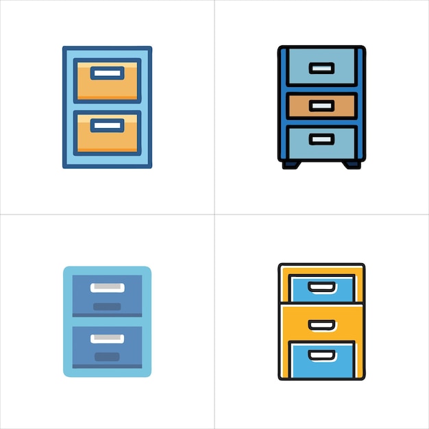 Conjunto de ilustraciones vectoriales de archivos de gabinete