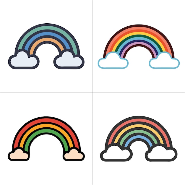 Conjunto de ilustraciones vectoriales de arco iris
