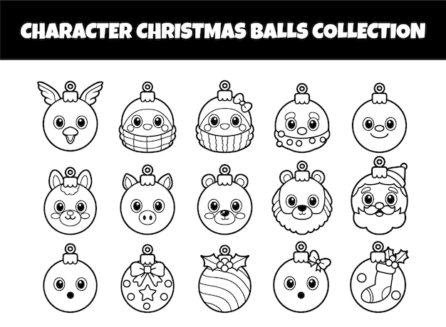 El conjunto de ilustraciones vectoriales de las bolas de cristal de Navidad