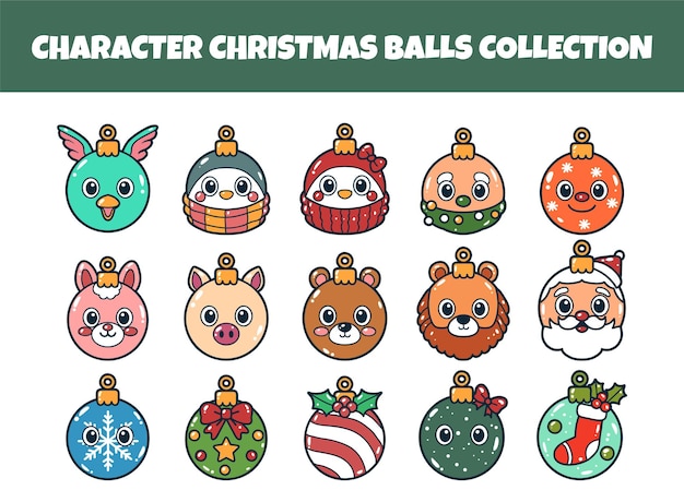 Conjunto de ilustraciones vectoriales de bolas de cristal de Navidad