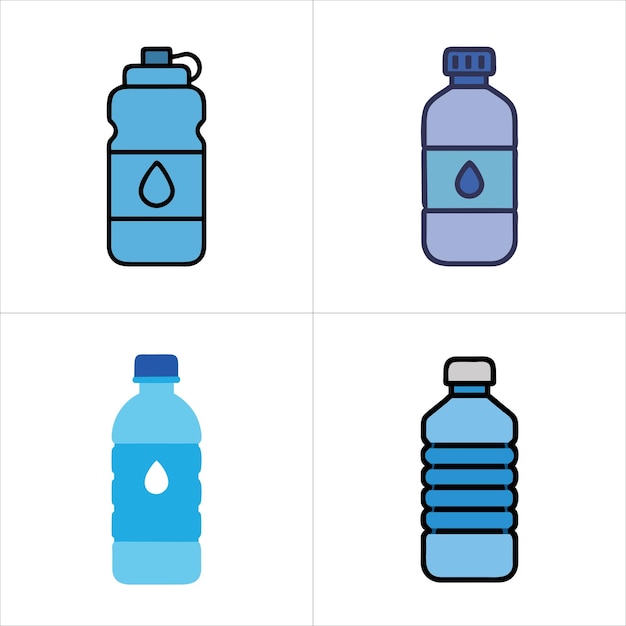 Conjunto de ilustraciones vectoriales de botellas de agua
