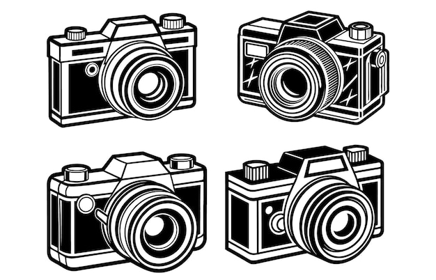 Un conjunto de ilustraciones vectoriales de cámaras