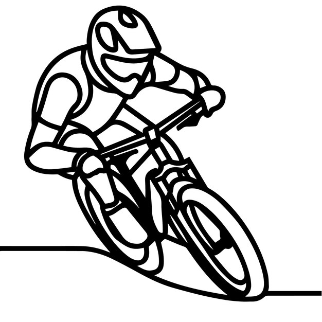 conjunto de ilustraciones vectoriales de ciclistas que dibujan una línea continua