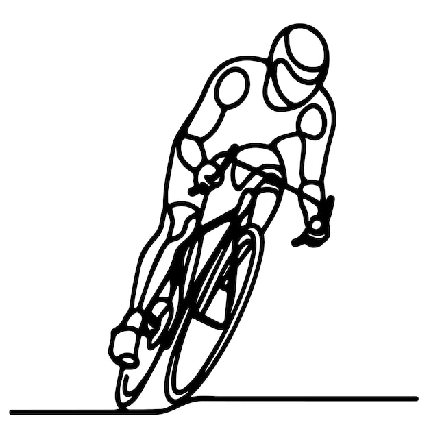 conjunto de ilustraciones vectoriales de ciclistas que dibujan una línea continua