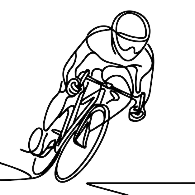 conjunto de ilustraciones vectoriales de ciclistas que dibujan una línea continua