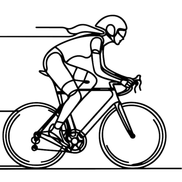 conjunto de ilustraciones vectoriales de ciclistas que dibujan una línea continua