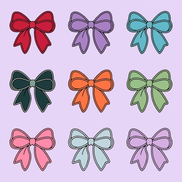 Conjunto de ilustraciones vectoriales de colecciones de cintas dibujadas a mano
