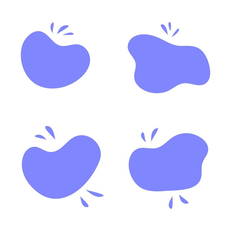 Vector conjunto de ilustraciones vectoriales de color azul en forma de mancha gota líquida en estilo moderno elementos aislados en blanco