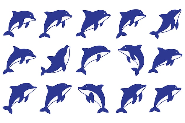 Un conjunto de ilustraciones vectoriales de delfines